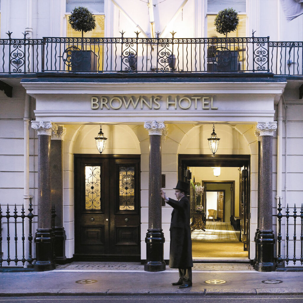 The exterior of Browns Hotel, one of our family hotels in London.