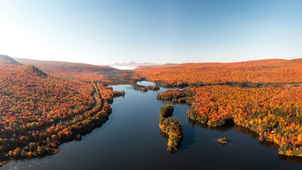 A lake in fall colors.