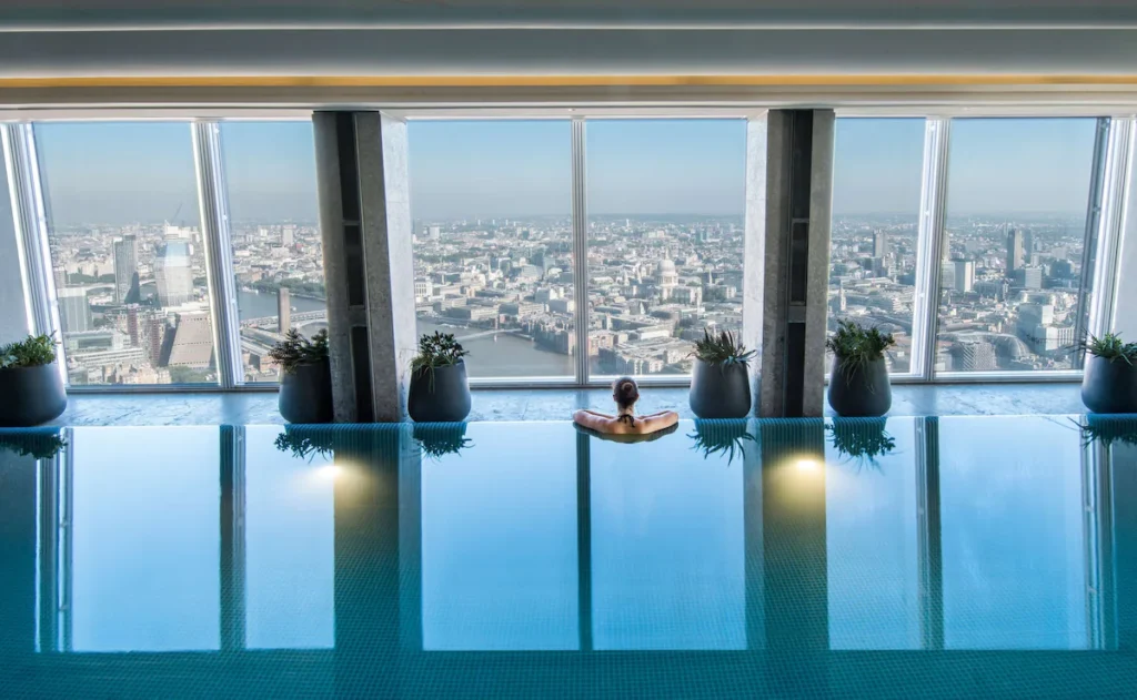 The pool at Shangri La London.