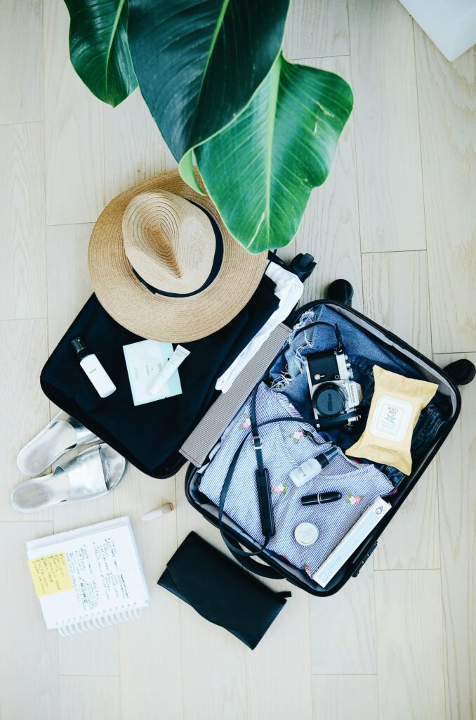 A packed suitcase.